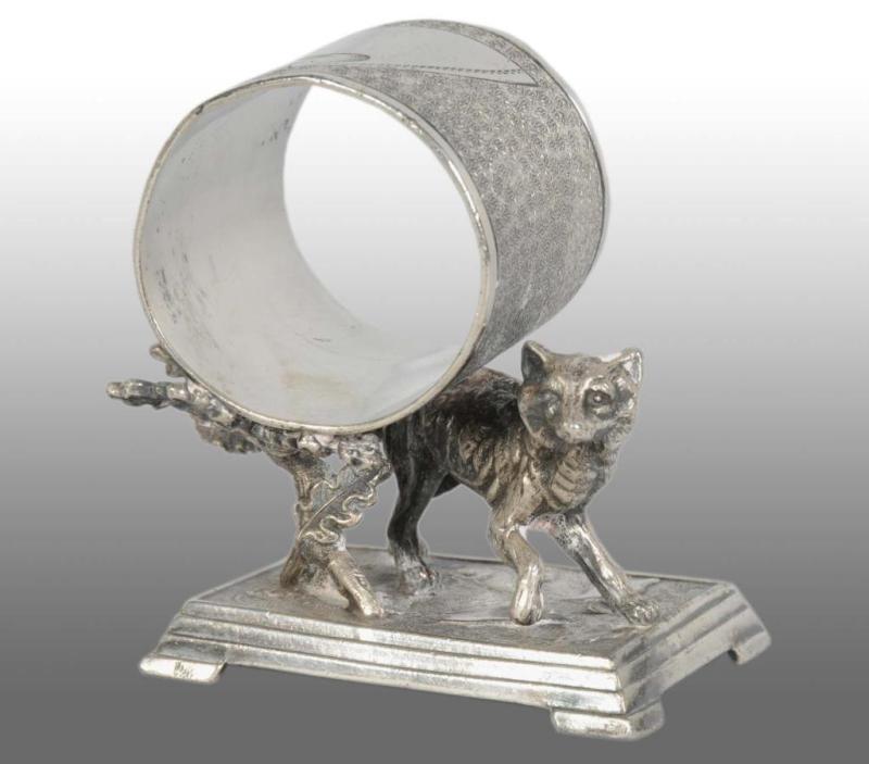 Appraisal: Fox by Bush Under Figural Napkin Ring Description Marked Derby