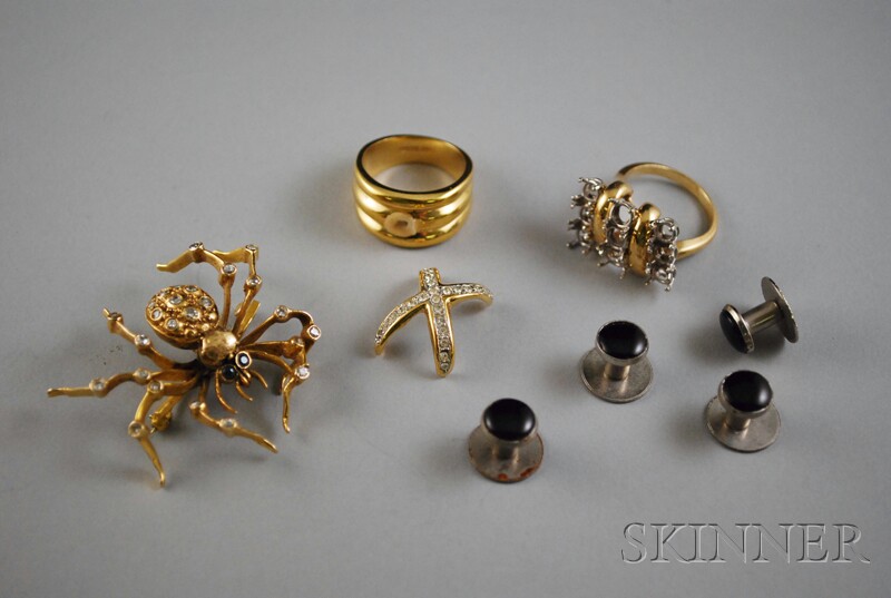 Appraisal: Small Group of Jewelry a kt gold and diamond spider