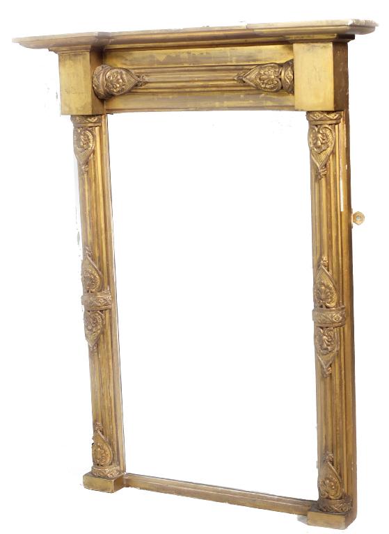 Appraisal: th CENTURY GILT-COMPOSITION MIRROR the moulded cornice with projecting ends