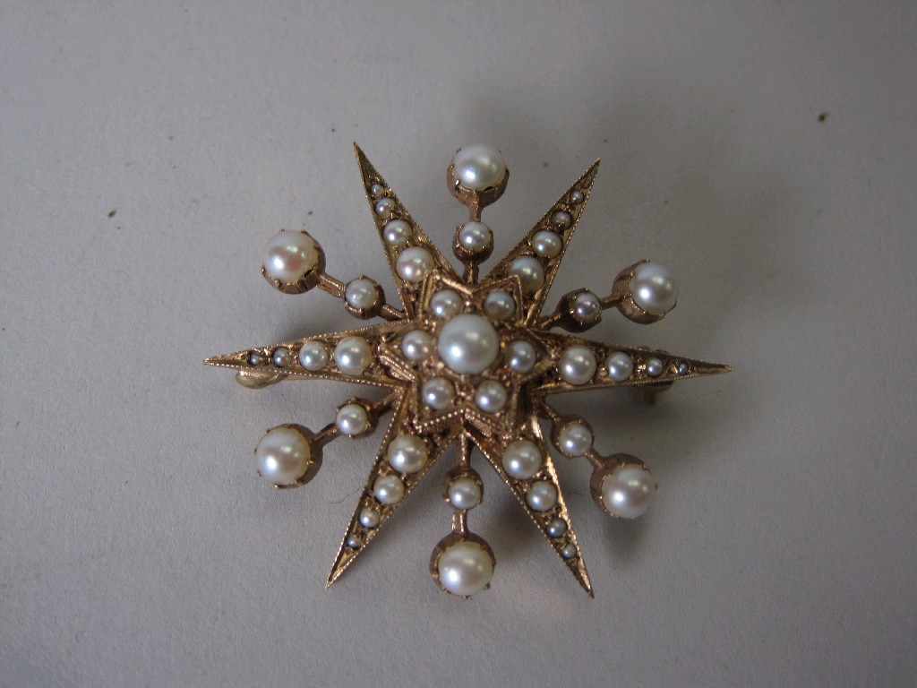 Appraisal: An Edwardian ct Gold Half-Pearl Star Brooch