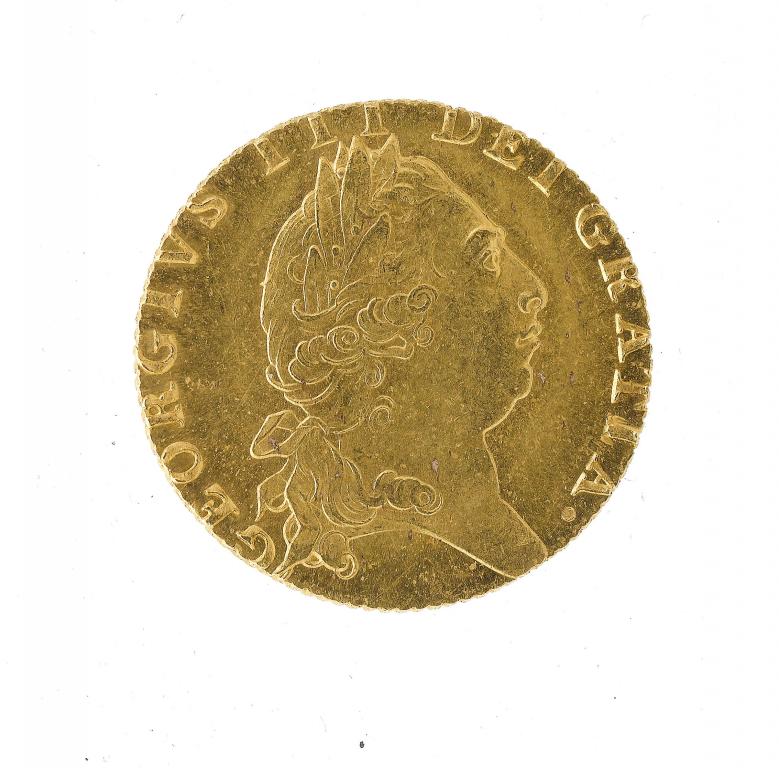 Appraisal: GEORGE III GUINEA some flecking in obverse field scuff at