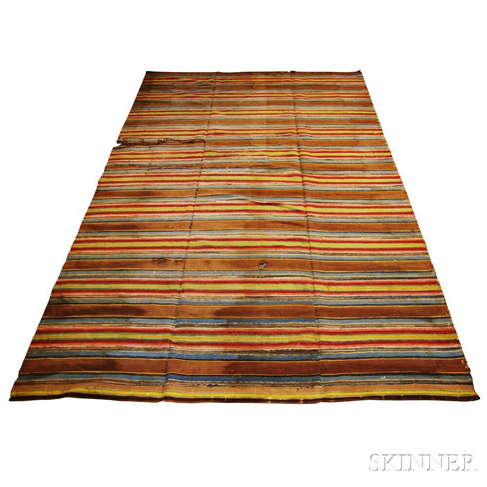 Appraisal: Striped Rag Rug damage ft in x ft in Estimate