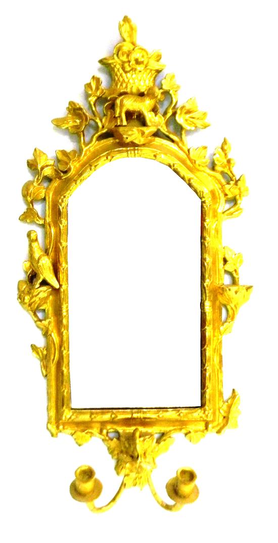 Appraisal: Continental gilt wall mirror gilded plaster over wood fruit basket