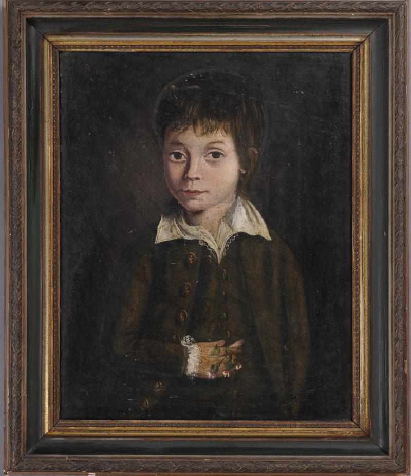 Appraisal: EUROPEAN SCHOOL PORTRAIT OF A YOUNG BOY Oil on canvas