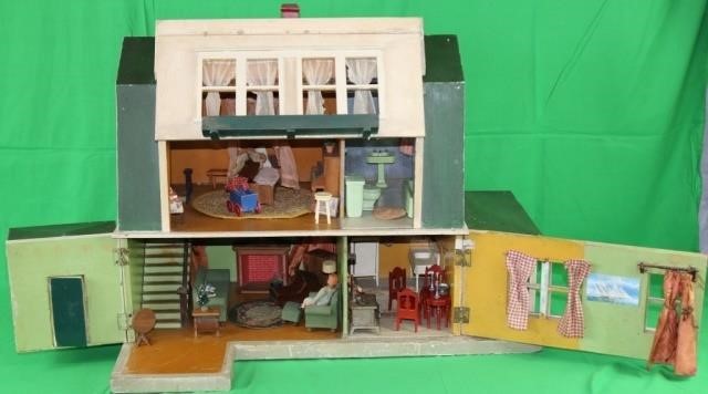 Appraisal: ROOM DUTCH COLONIAL STYLE DOLLHOUSE WITH PORCHES SOLD BY FAO