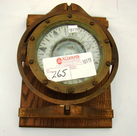 Appraisal: US Navy brass gimbeled compass on wood base