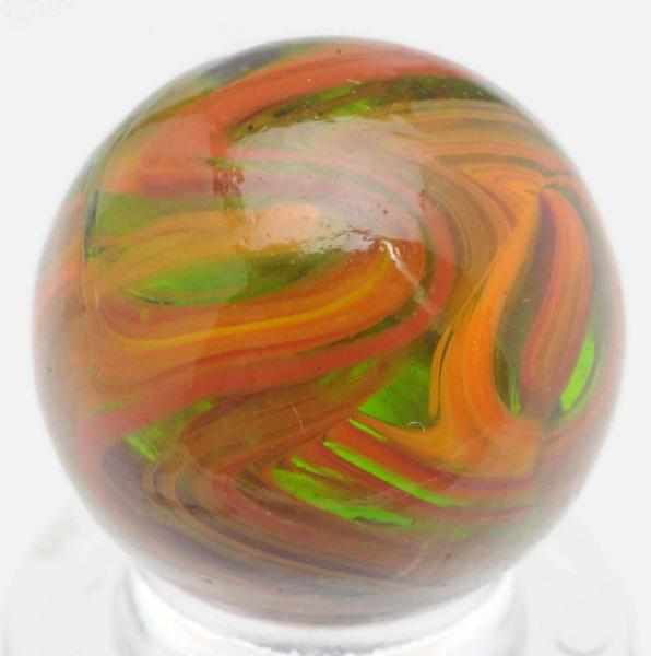 Appraisal: Christensen Agate Green Submarine Marble Transparent green base with orange