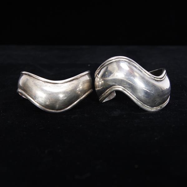 Appraisal: Two Taxco Mexican Modernist Sterling Silver Freeform Cuff Bracelets widest