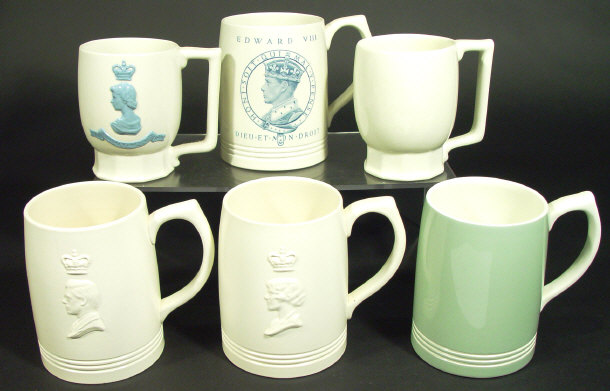 Appraisal: Three Wedgwood Keith Murray commemorative tankards two with relief moulded