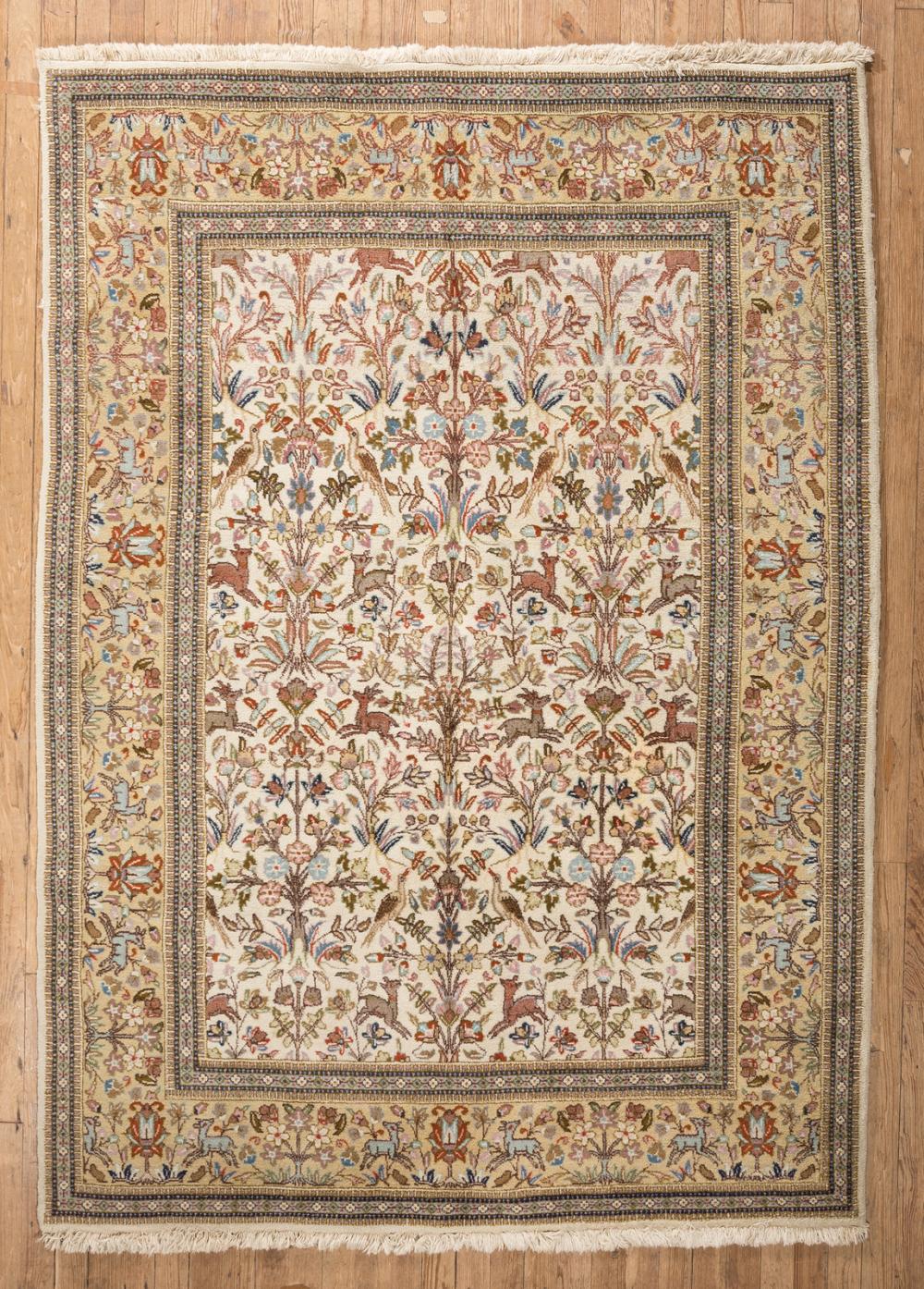 Appraisal: Pictorial Tabriz Carpet central ivory ground overall foliate design with