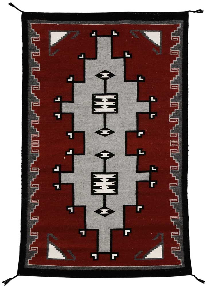 Appraisal: Navajo Rug American early th century central geometric panel with