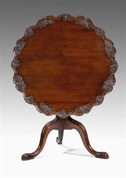 Appraisal: George III mahogany tilt-top tripod table The lobed edge carved