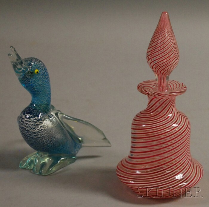 Appraisal: Murano Art Glass Dresser Bottle and Duck Figure