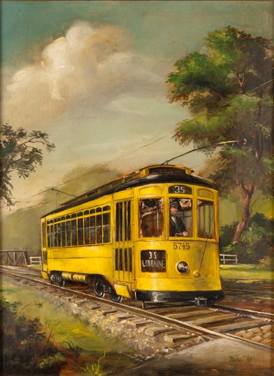 Appraisal: Melvin Miller American - The Yellow Streetcar oil on masonite