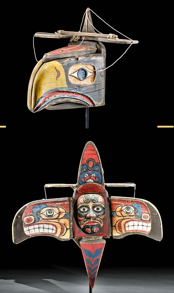 Appraisal: Kwakiutl Wood Eagle Man Transformation Mask s Northwest Coast Kwakiutl