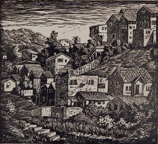 Appraisal: Albert Abramovitz linocut Albert Abramovitz American - - ''Los Angeles