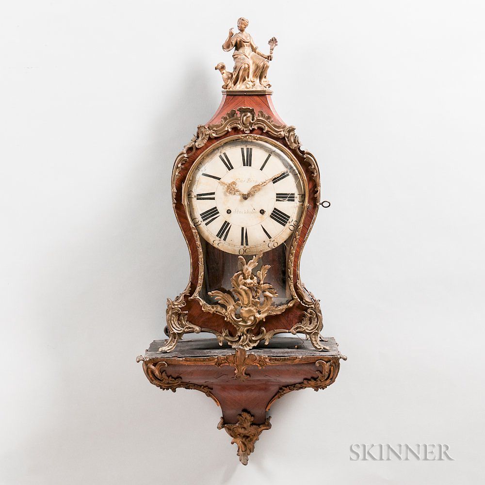 Appraisal: Unusual Swedish Rosewood Veneered Boulle Clock and Pedestal Unusual Swedish