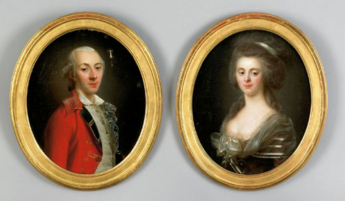 Appraisal: Continental late th c pair of oil on canvas portraits