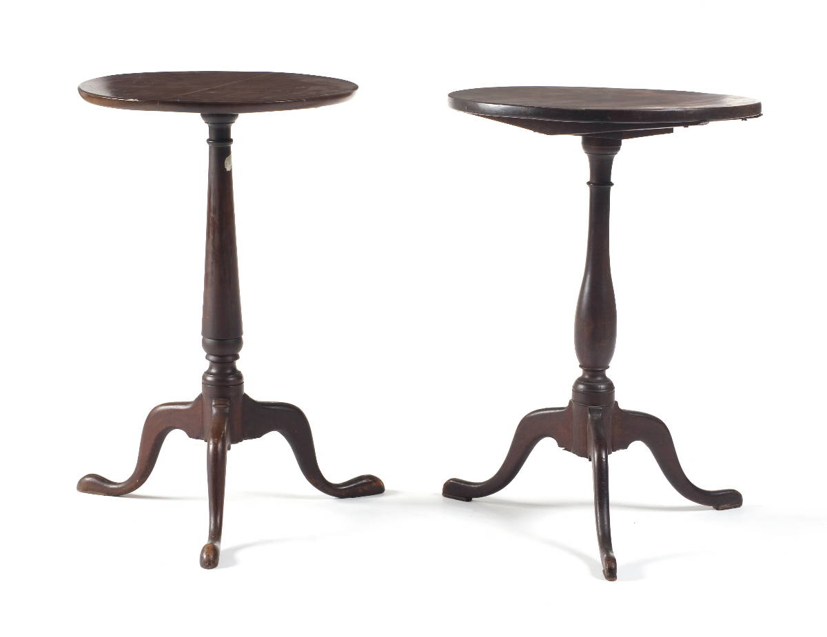 Appraisal: NEW ENGLAND QUEEN ANNE MAHOGANY TILT-TOP CANDLESTAND Together with a