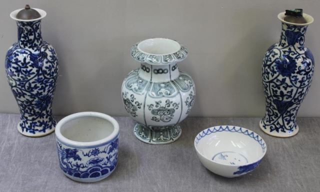 Appraisal: Antique and Vintage Chinese Blue and WhitePorcelain Includes a pair