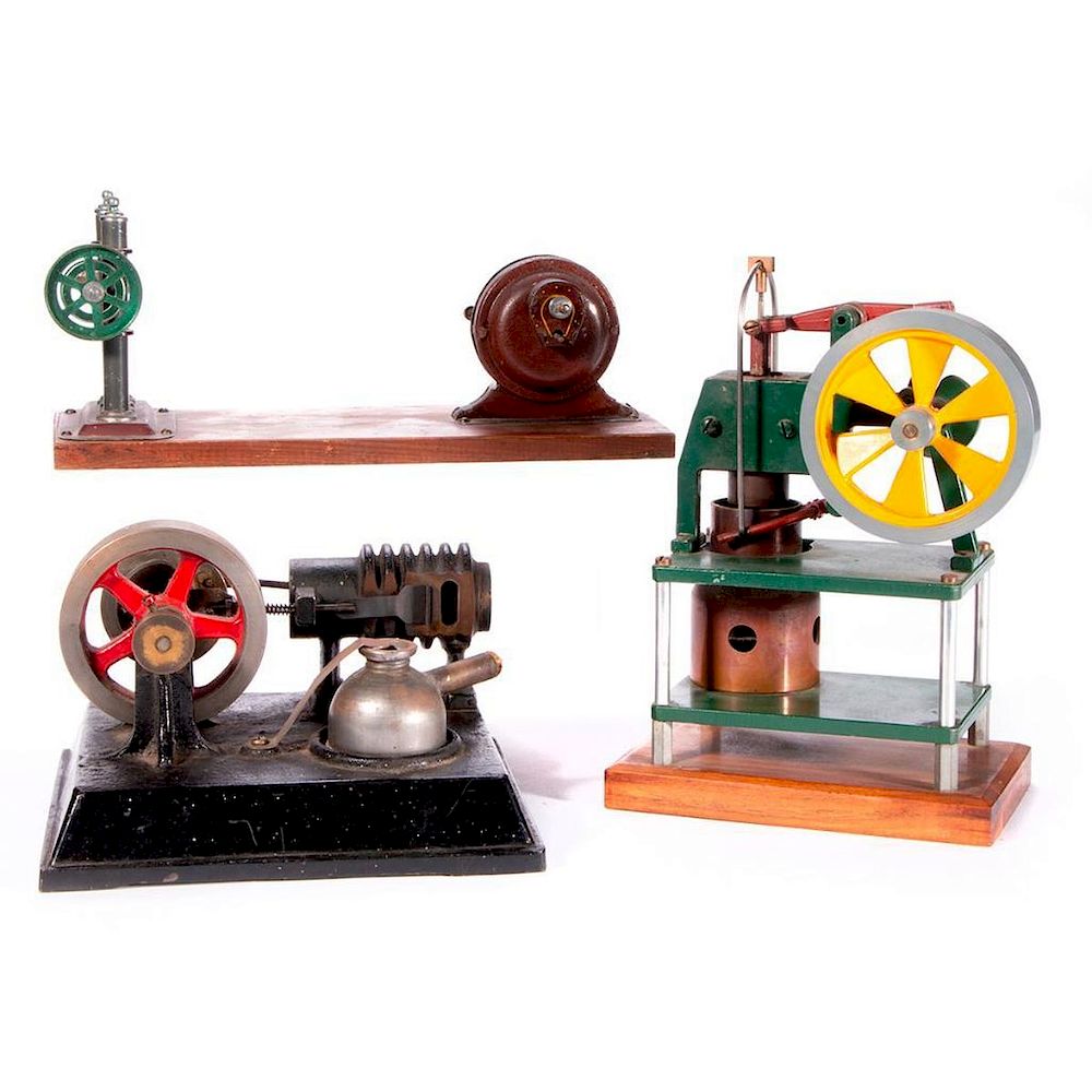 Appraisal: Three model factory machines A mid-century model Stirling Hot Air