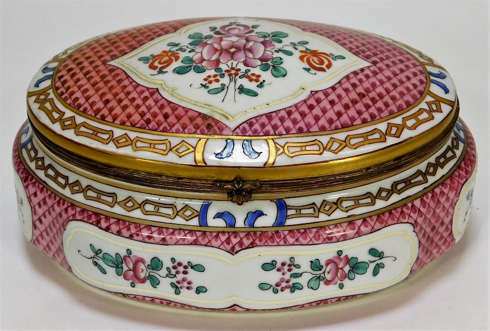 Appraisal: Samson French Porcelain Jewelry Box Samson French Porcelain Jewelry Box