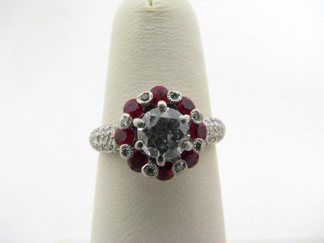 Appraisal: Spark Designer Lady's Platinum Ring with tw Rubies and tw