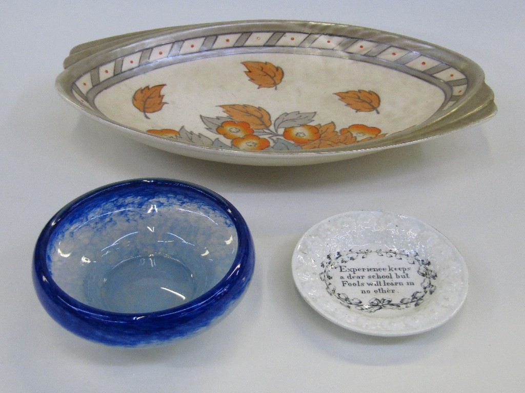 Appraisal: Crown Ducal dish Vasart glass dish and a Staffordshire dish