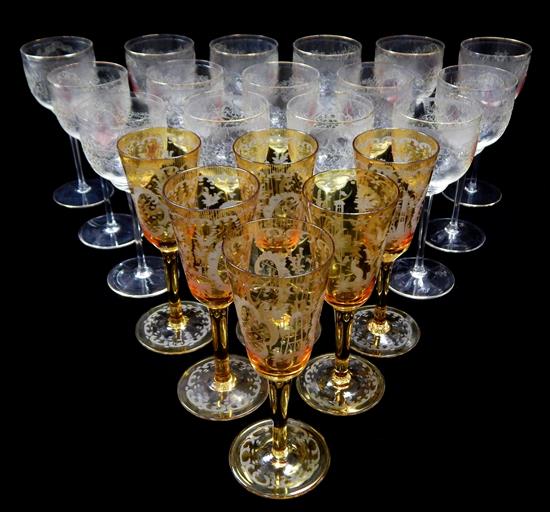 Appraisal: Two th C glass stemware sets twenty-one pieces total fifteen