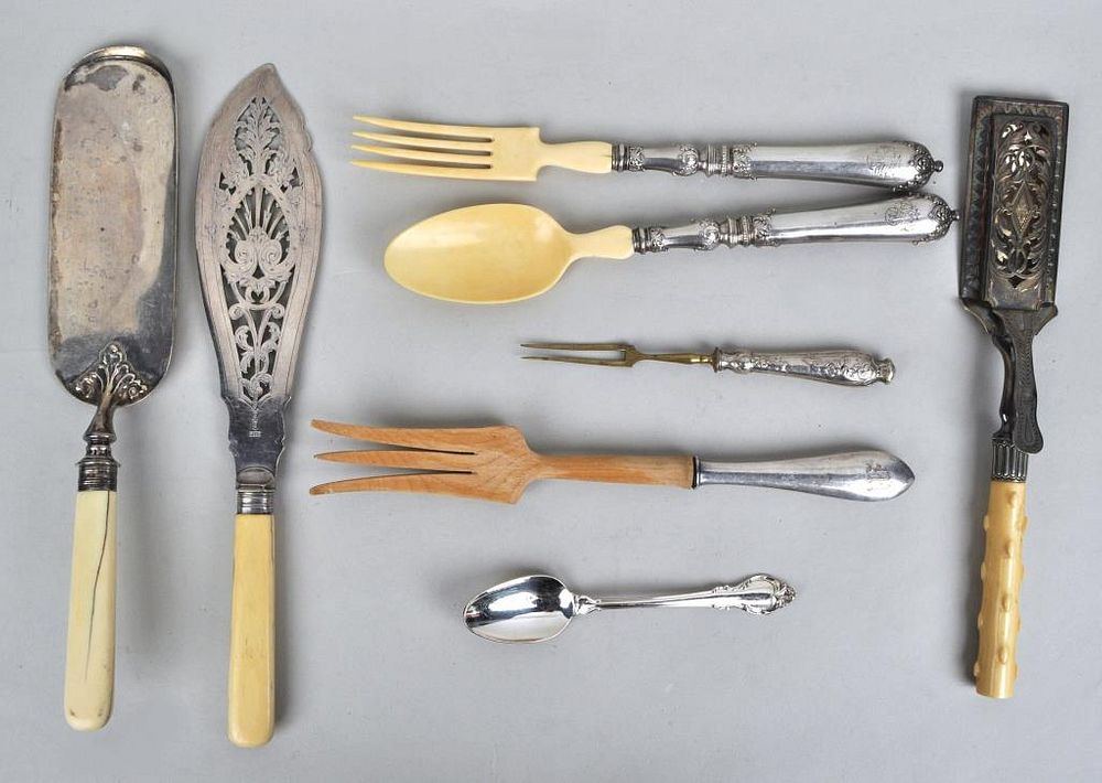 Appraisal: Group Sterling Silver Plate Serving Utensils including a sterling crumber