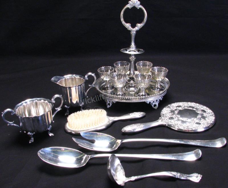 Appraisal: Group of Silverplate Tableware and Dresser Items including egg cup