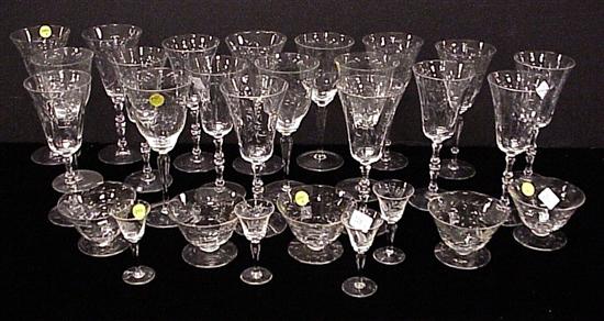 Appraisal: Cut and etched stemware including nineteen tall glasses four cordials