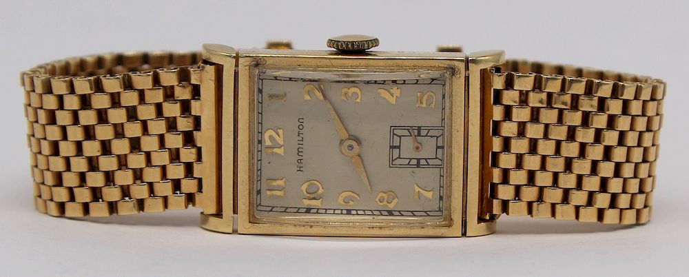 Appraisal: JEWELRY Vintage Hamilton kt Gold Watch Vintage men's Hamilton kt