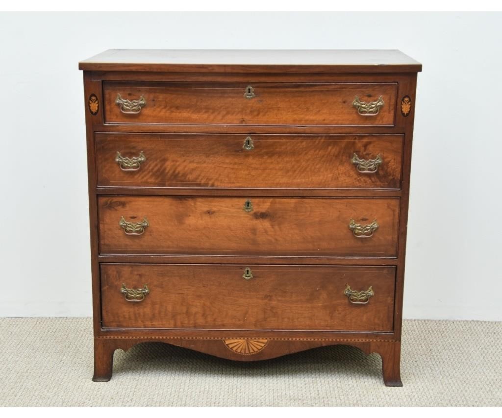 Appraisal: Western Pennsylvania inlaid walnut Hepplewhite chest of drawers late th