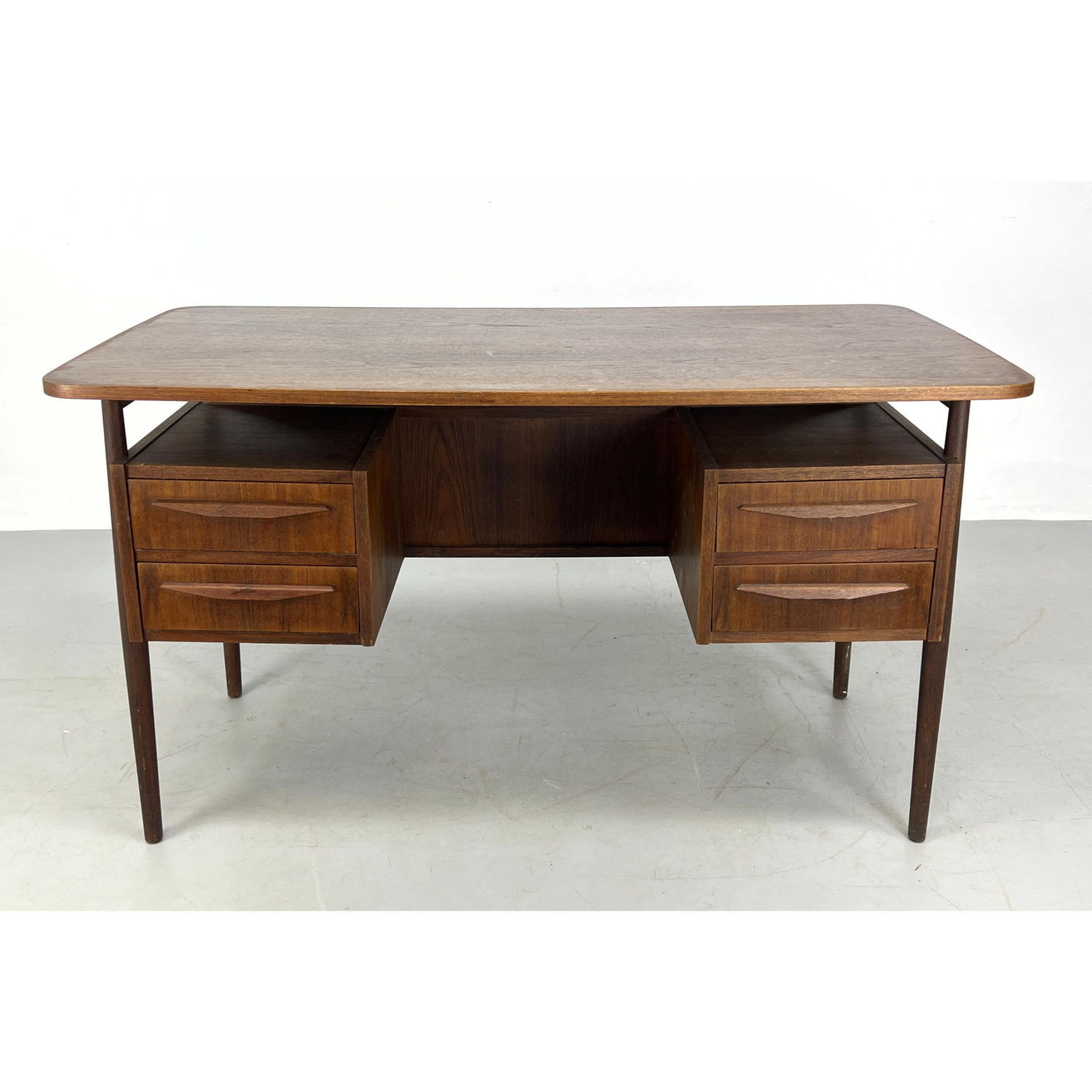 Appraisal: G TIBERGAARD NIEL Danish Modern Teak Desk Bookcase Storage on