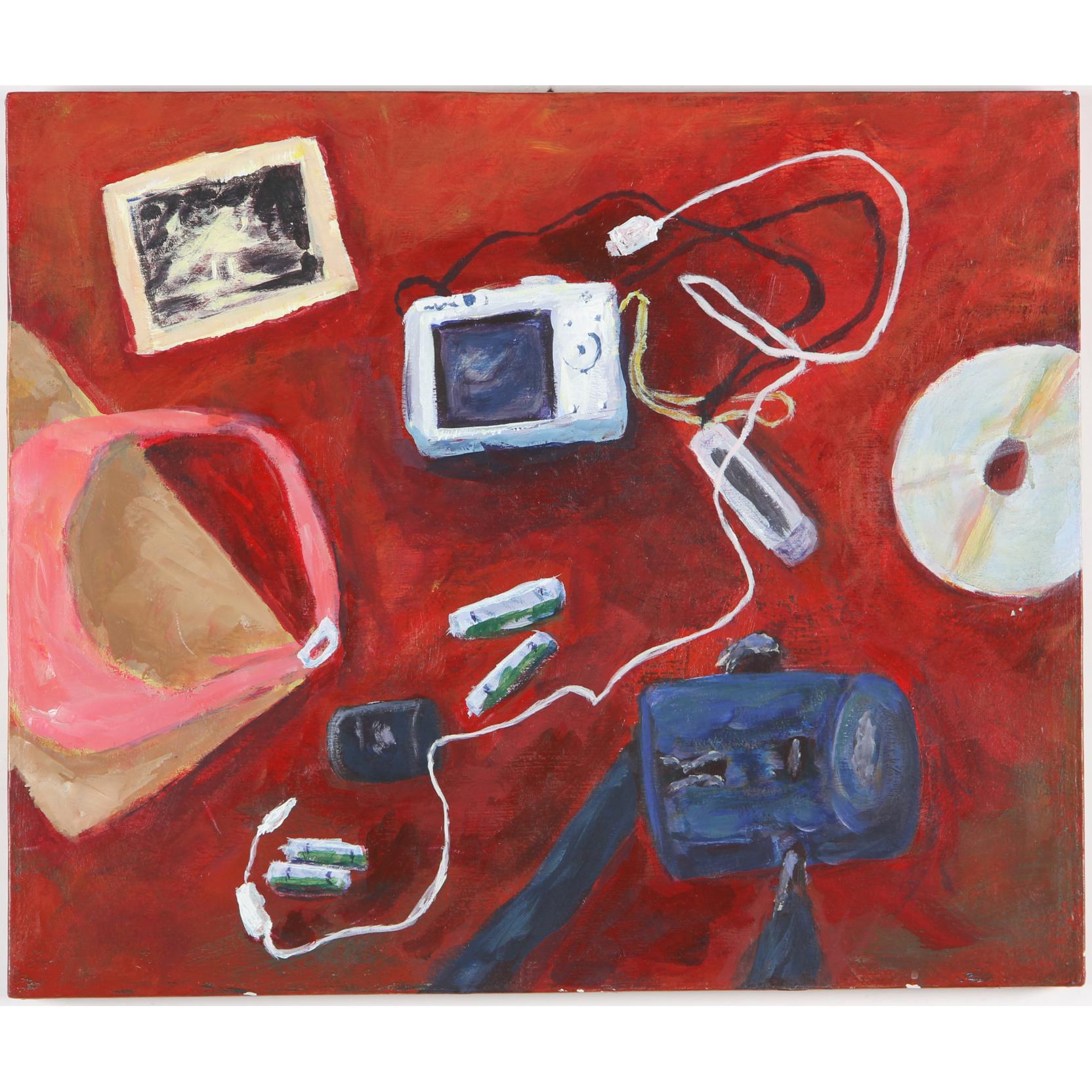 Appraisal: Modern Technology Still Life late th century oil on canvas