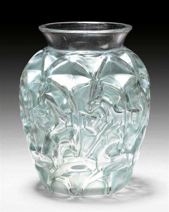 Appraisal: LALIQUE REN CHAMOIS VASE circa White mould-blown glass with patina