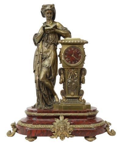 Appraisal: French mantel shelf clock mid to late th c bronze