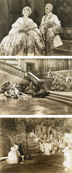 Appraisal: Three Rudolph Valentino over-sized sepia stills from Monsieur Beaucaire Paramount