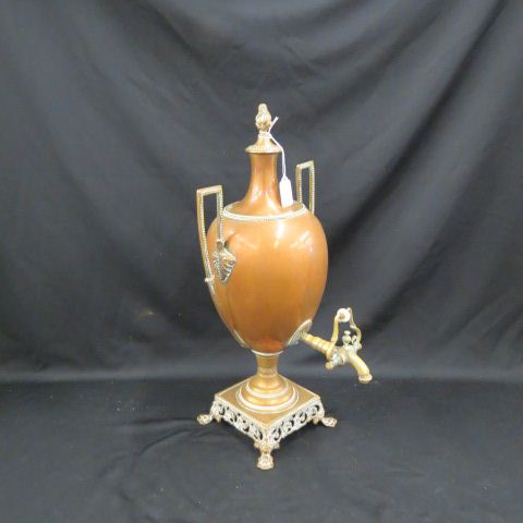 Appraisal: th Century Brass Copper Samovar tall