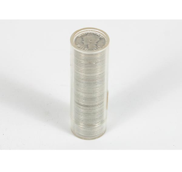 Appraisal: Roll of Silver Mercury Dimes Various Dates