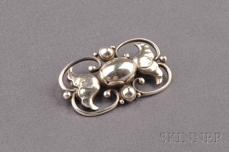 Appraisal: Sterling Silver Brooch Georg Jensen Denmark no A designed by