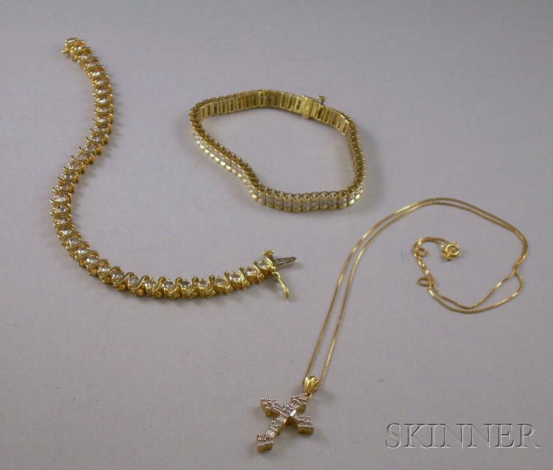 Appraisal: Two kt Gold and Diamond Bracelets together with a kt