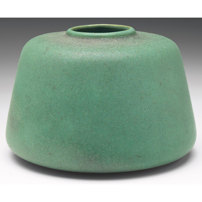 Appraisal: Teco vase broad shape covered in a good green matte