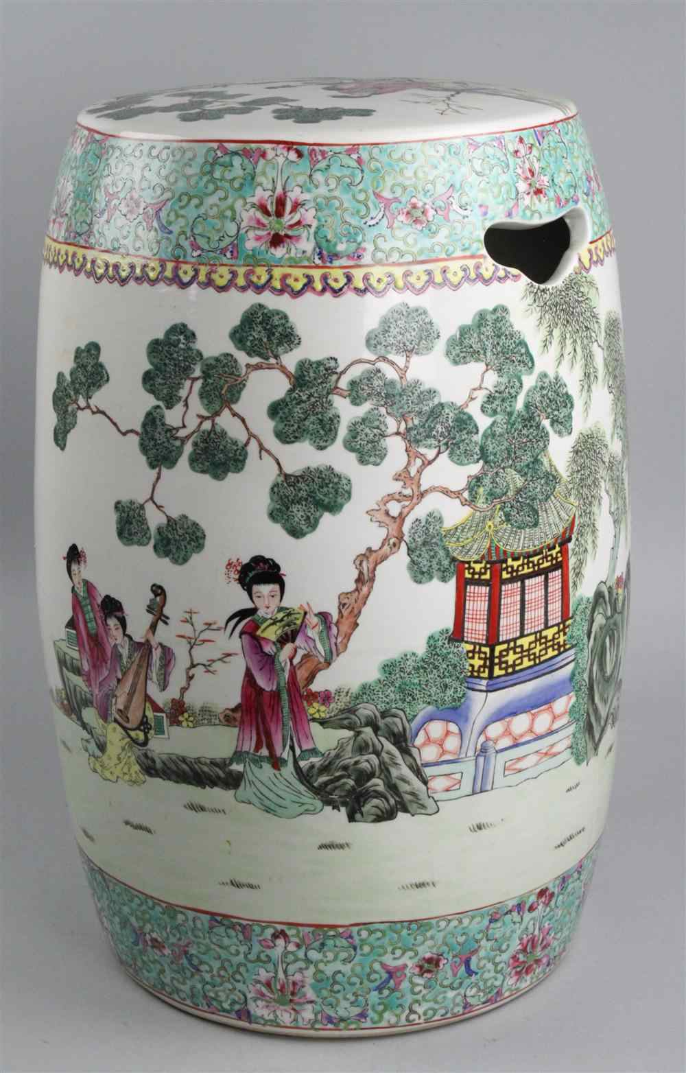 Appraisal: A CHINESE FAMILLE ROSE PORCELAIN GARDEN STOOL of barrel form