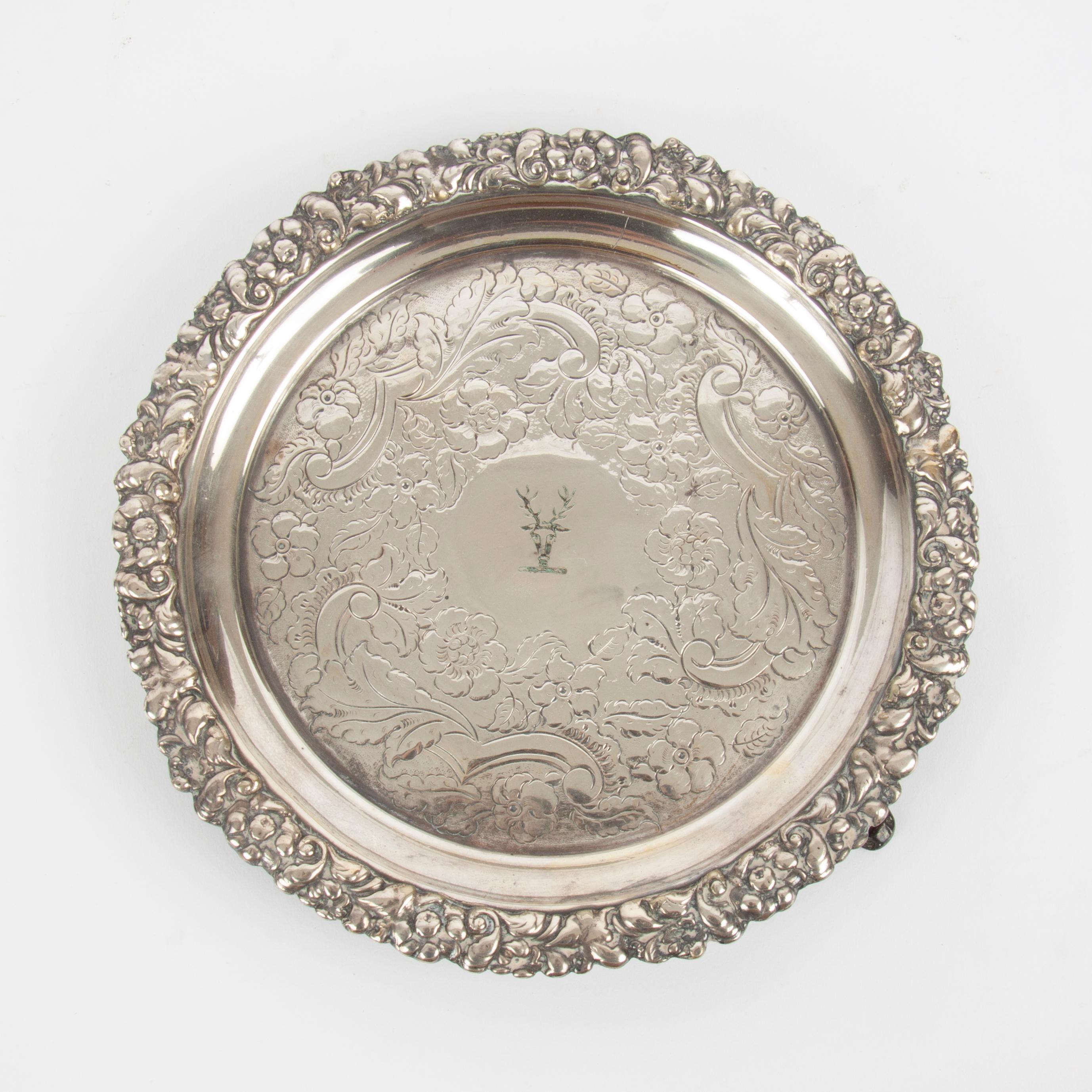 Appraisal: SHEFFIELD SILVER SALVER WITH ENGRAVED CREST A th c English