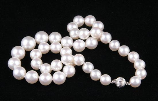 Appraisal: GRADUATED SOUTH SEA PEARL NECKLACE pearls from mm to mm