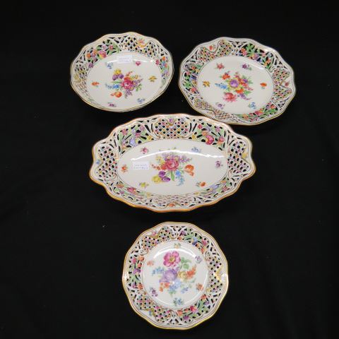 Appraisal: pcs Schumann Empress Porcelain Dishes Dresden Flowers elaborate florals and