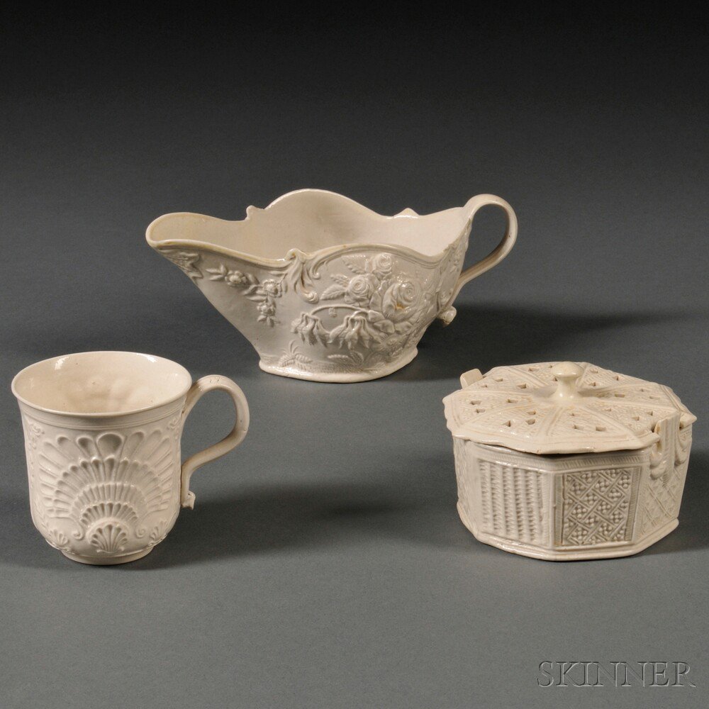 Appraisal: Three Staffordshire Salt-glazed Stoneware Items England mid- th century each