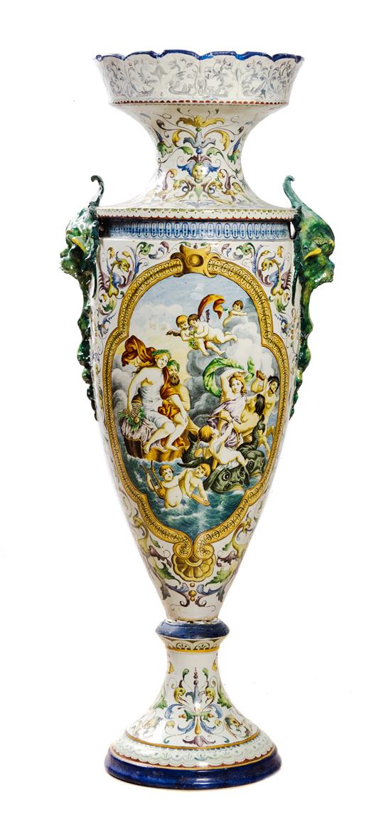 Appraisal: Sale Lot An Italian Majolica Urn of baluster form with